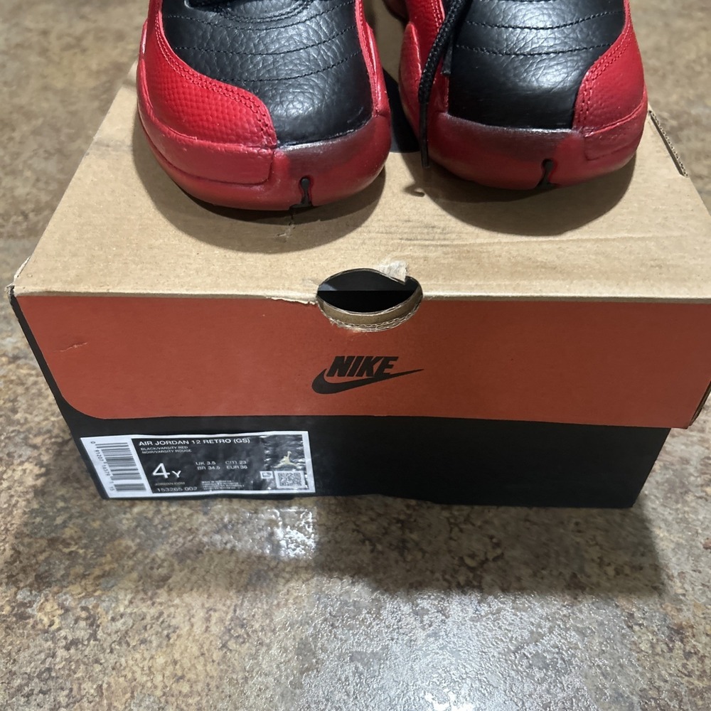 Jordan 12 Retro Flu Game Grade School Size 4y Boys Black/red - Picture 2 of 7